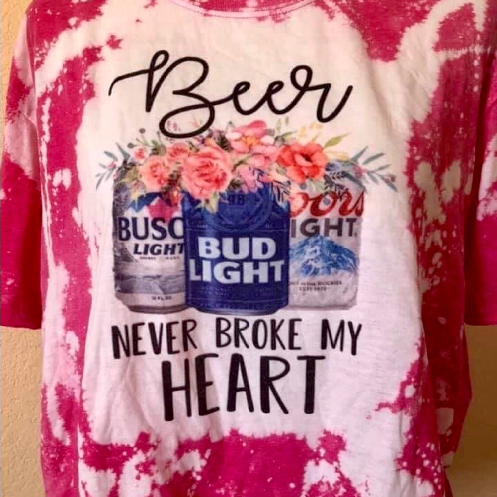 WHISKEY KISS Floral Beer Bleach Dye Graphic Tee - Picture 5 of 5